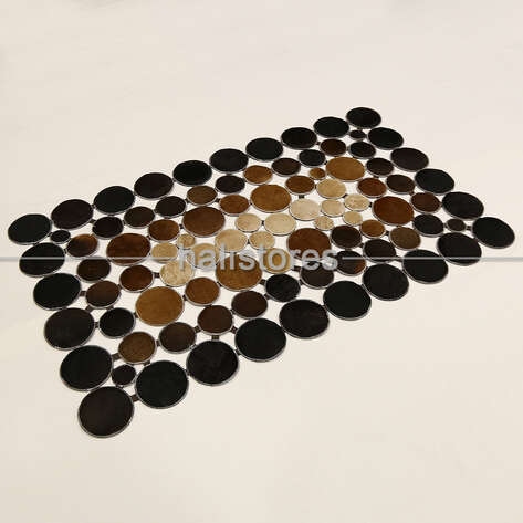Kahve Tonlarında Geçişli Deri Patchwork Halı - 1