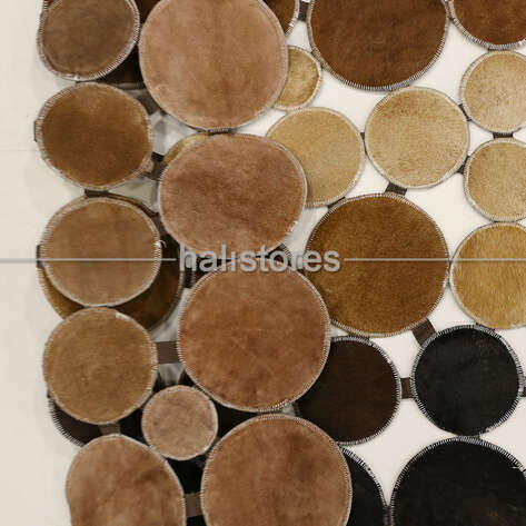 Kahve Tonlarında Geçişli Deri Patchwork Halı - 4