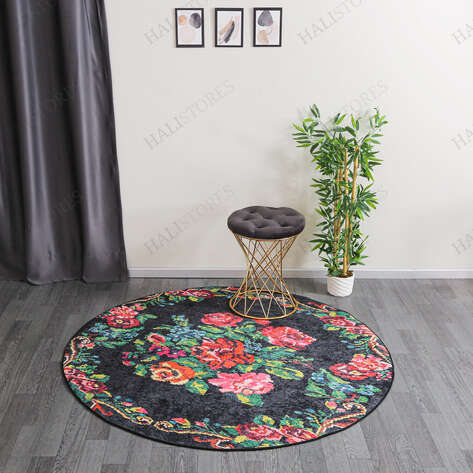 Karabağ Kilim Baskılı Yuvarlak Halı Surre SUR403 - 1