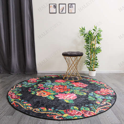 Karabağ Kilim Baskılı Yuvarlak Halı Surre SUR403 - 4