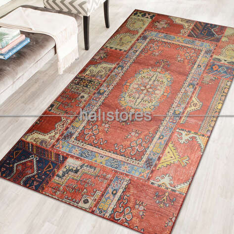 Kilim Baskılı Kırmızı Yolluk Halı Rondo - 1