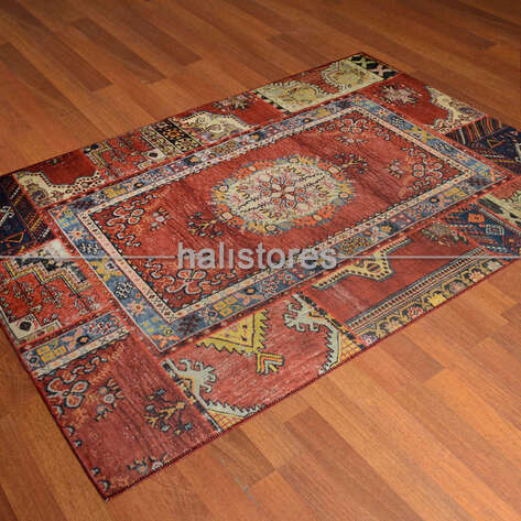 Kilim Baskılı Kırmızı Yolluk Halı Rondo - 2