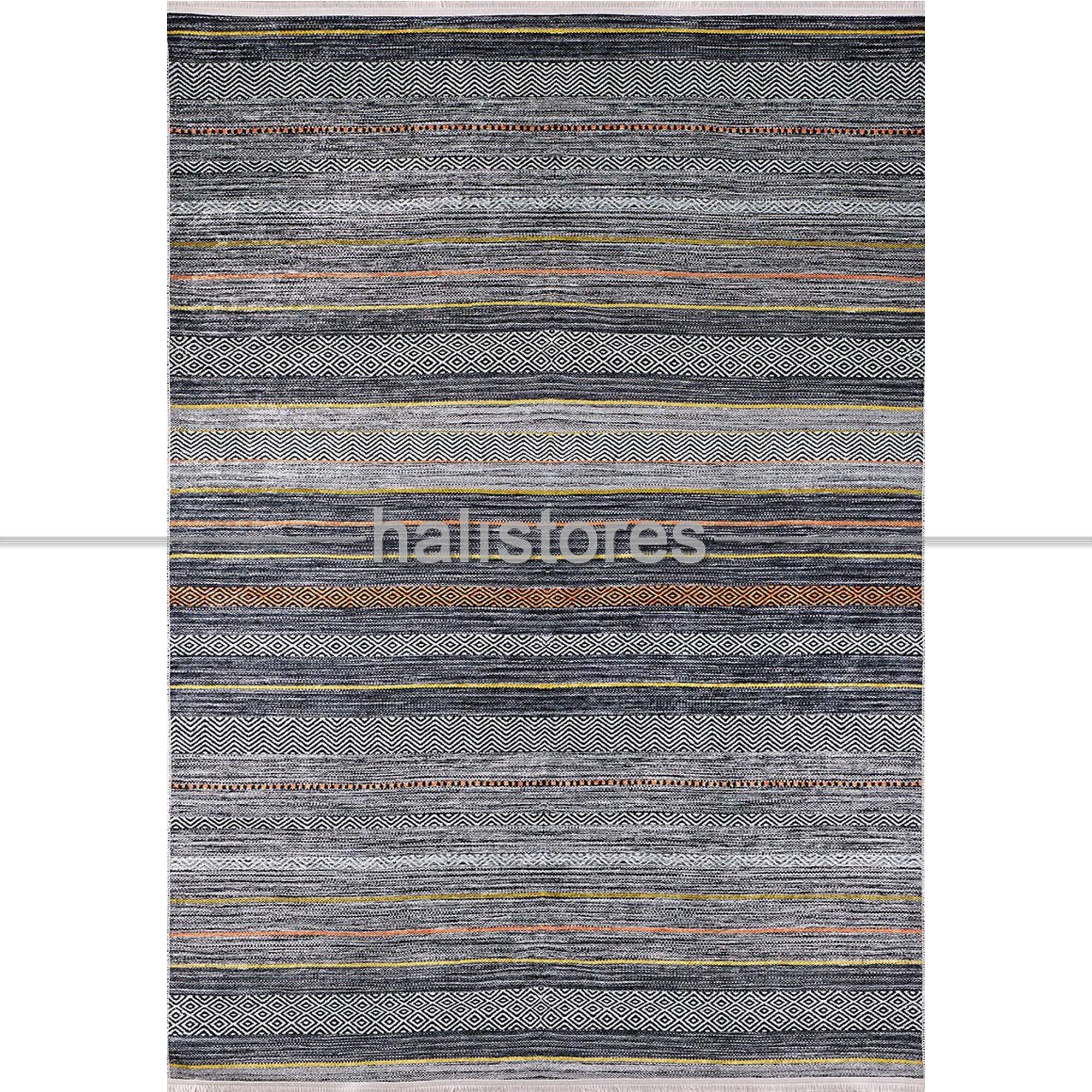 Kilim Desenli Gri Baskılı Halı Zen