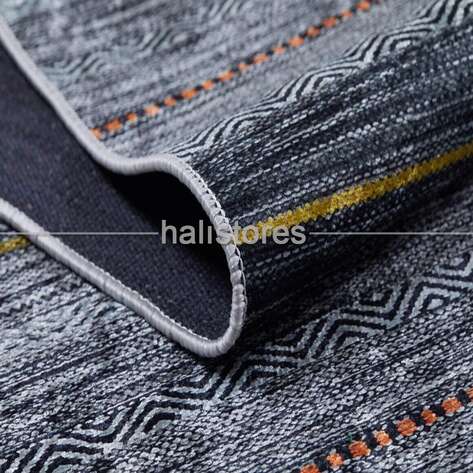 Kilim Desenli Gri Baskılı Yolluk Halı Zen - 3