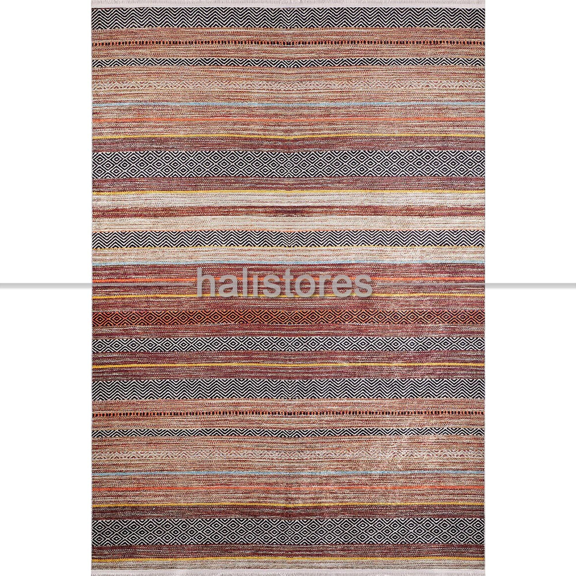Kilim Desenli Kahve Baskılı Halı Zen