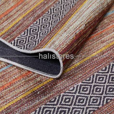 Kilim Desenli Kahve Baskılı Yolluk Halı Zen - 3