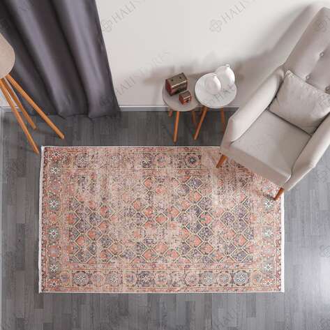 Kilim Desenli Kiremit Renkli Halı Zen 1907 - 2