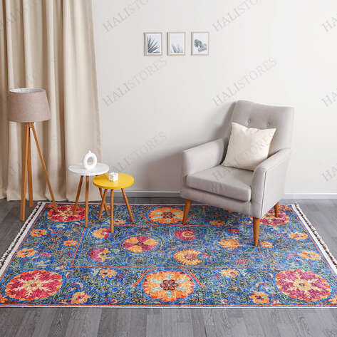 Kilim Desenli Mavi Halı Milas 5069 - 1