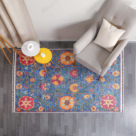 Kilim Desenli Mavi Halı Milas 5069 - 2
