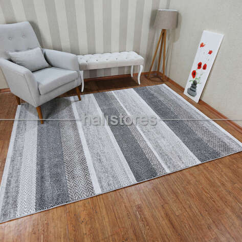 Kilim Desenli Modern Halı Malaga Mlg 02 Gri - 1