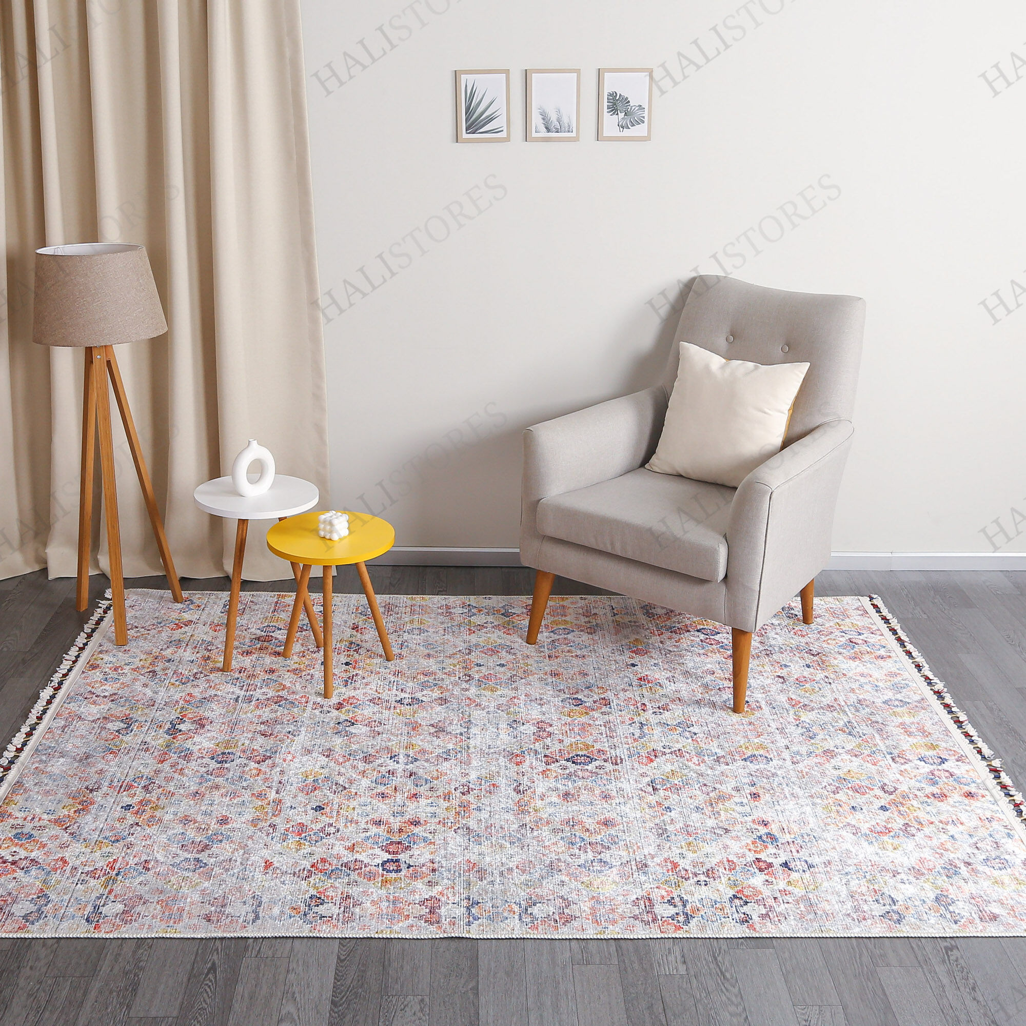 Kilim Desenli Renkli Baskılı Halı Milas 5002