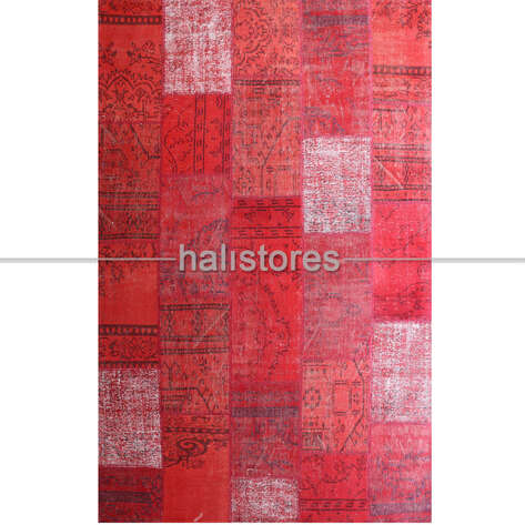 Kırmızı Patchwork El Halısı - 2