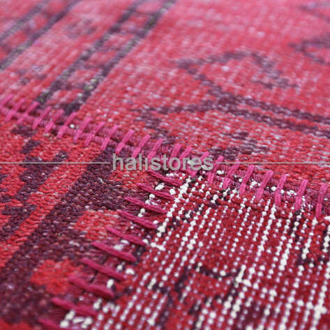 Kırmızı Patchwork El Halısı - 4
