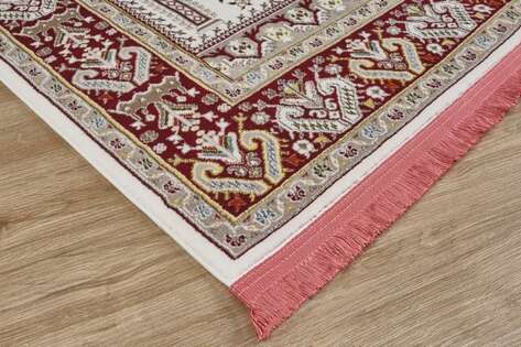 Klasik Desenli Halı Seccade Nakkaş 16844 Bordo Krem - 2