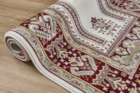 Klasik Desenli Halı Seccade Nakkaş 16844 Bordo Krem - 3