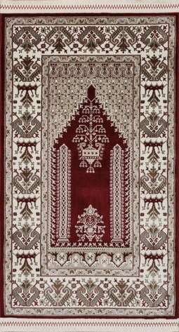 Klasik Desenli Halı Seccade Nakkaş 16844 Bordo Marsala - 1