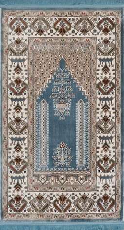 Klasik Desenli Halı Seccade Nakkaş 16844 Mavi - 1