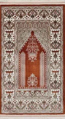 Klasik Desenli Halı Seccade Nakkaş 16844 Turuncu - 1