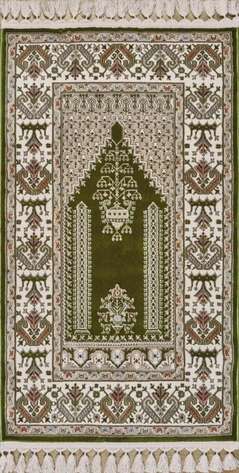 Klasik Desenli Halı Seccade Nakkaş 16844 Yeşil - 1