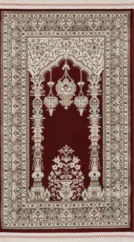 Klasik Desenli Halı Seccade Nakkaş 16845 Bordo - 1