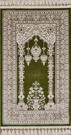 Klasik Desenli Halı Seccade Nakkaş 16845 Yeşil - 1
