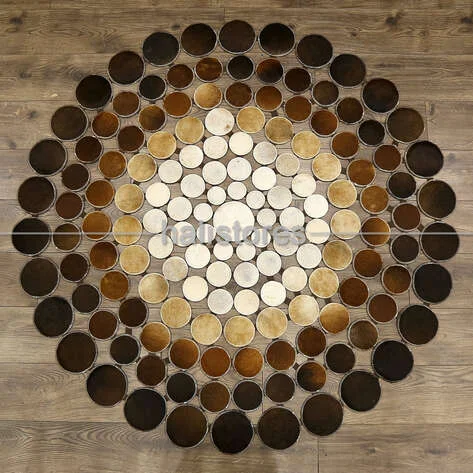 Koyu Kahve Deri Patchwork Halı 100 x 4.70 cm