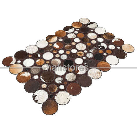 Koyu Kahve Deri Patchwork Halı - 3