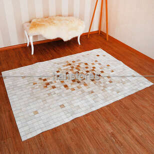 Krem Deri Patchwork Halı (2)