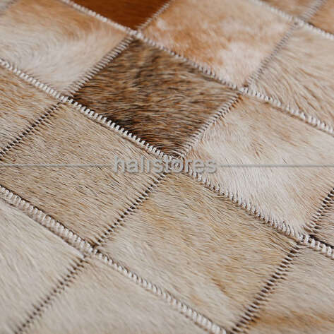 Krem Deri Patchwork Halı - 5