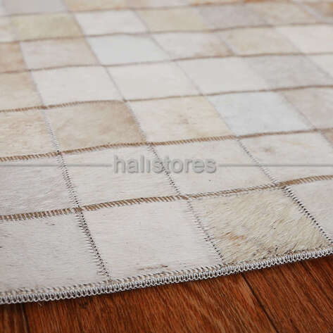 Krem Deri Patchwork Halı - 6