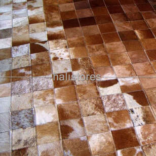 Krem-Kahve Deri Patchwork Halı (3)