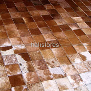 Krem-Kahve Deri Patchwork Halı (4)