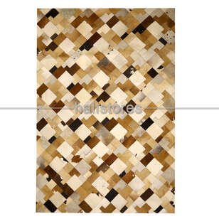 Krem-Kahve Detaylı Deri Patchwork Halı (2)
