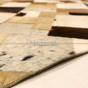 Krem-Kahve Detaylı Deri Patchwork Halı (4)