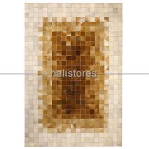 Krem-Kahve Geçişli Deri Patchwork Halı (2)