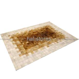 Krem-Kahve Geçişli Deri Patchwork Halı (3)