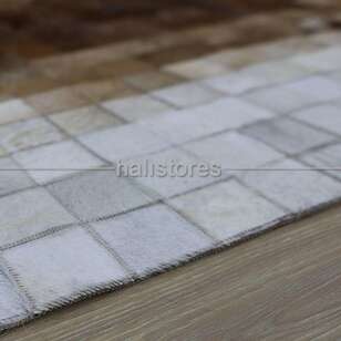 Krem-Koyu Kahve Deri Patchwork Halı (4)