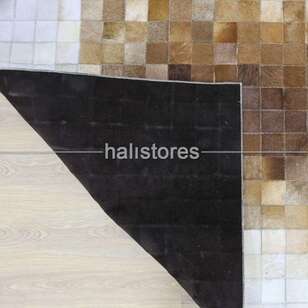 Krem-Koyu Kahve Deri Patchwork Halı (6)