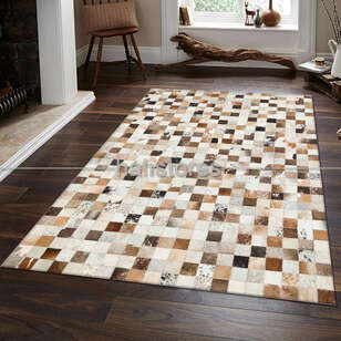 Liviadora - Krem Renkli Deri Patchwork Halı