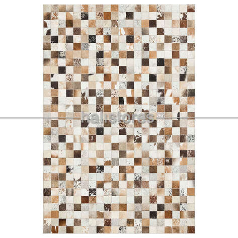 Krem Renkli Deri Patchwork Halı - 2