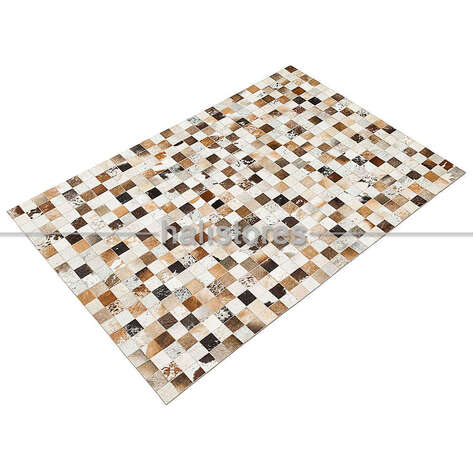 Krem Renkli Deri Patchwork Halı - 3