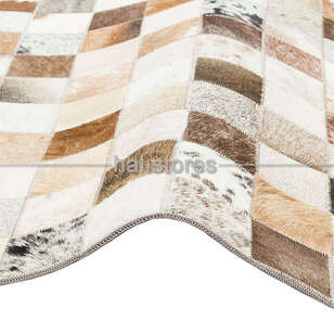 Krem Renkli Deri Patchwork Halı (4)