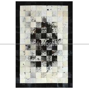 Krem-Siyah Geçişli Deri Patchwork Halı (1)