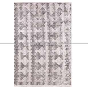 Labirent Desenli Bej-Siyah Halı Zen (1)