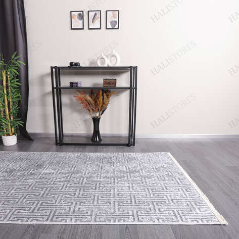Labirent Desenli Gri-Antrasit Halı Zen - 4