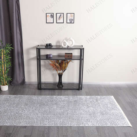Labirent Desenli Gri-Antrasit Yolluk Halı Zen - 2
