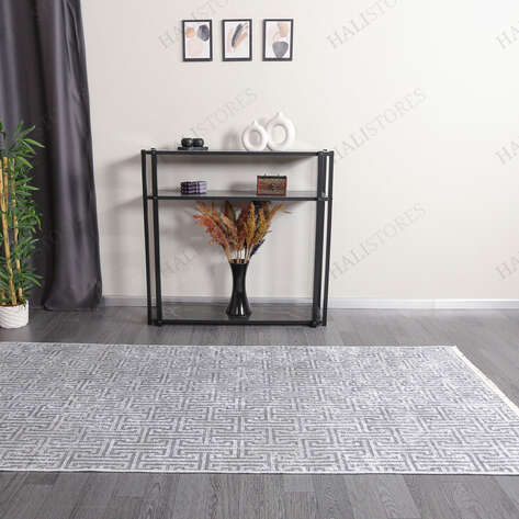 Labirent Desenli Gri-Antrasit Yolluk Halı Zen - 3