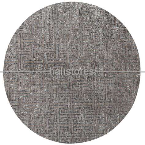 Labirent Desenli Kahve-Siyah Yuvarlak Halı Zen - 1