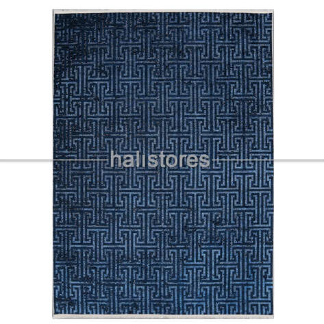 Labirent Desenli Mavi-Lacivert Halı Zen - 1