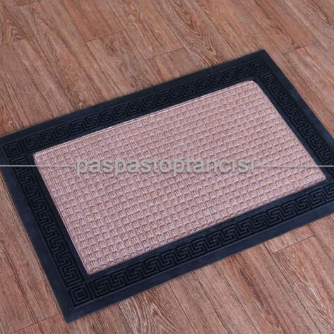 Lastik Kenarlı Bej Halı Paspas - 2